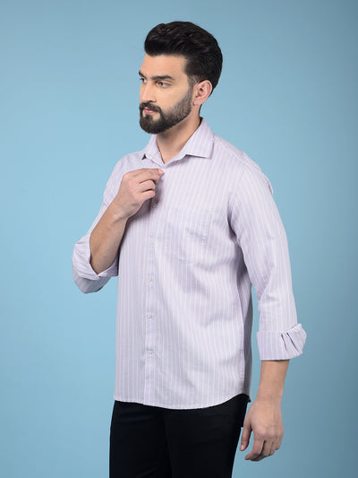 Purple Vertical Stripes 100% Cotton Knitted Shirt-Men Shirts-Crimsoune Club