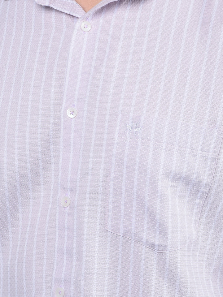 Purple Vertical Stripes 100% Cotton Knitted Shirt-Men Shirts-Crimsoune Club