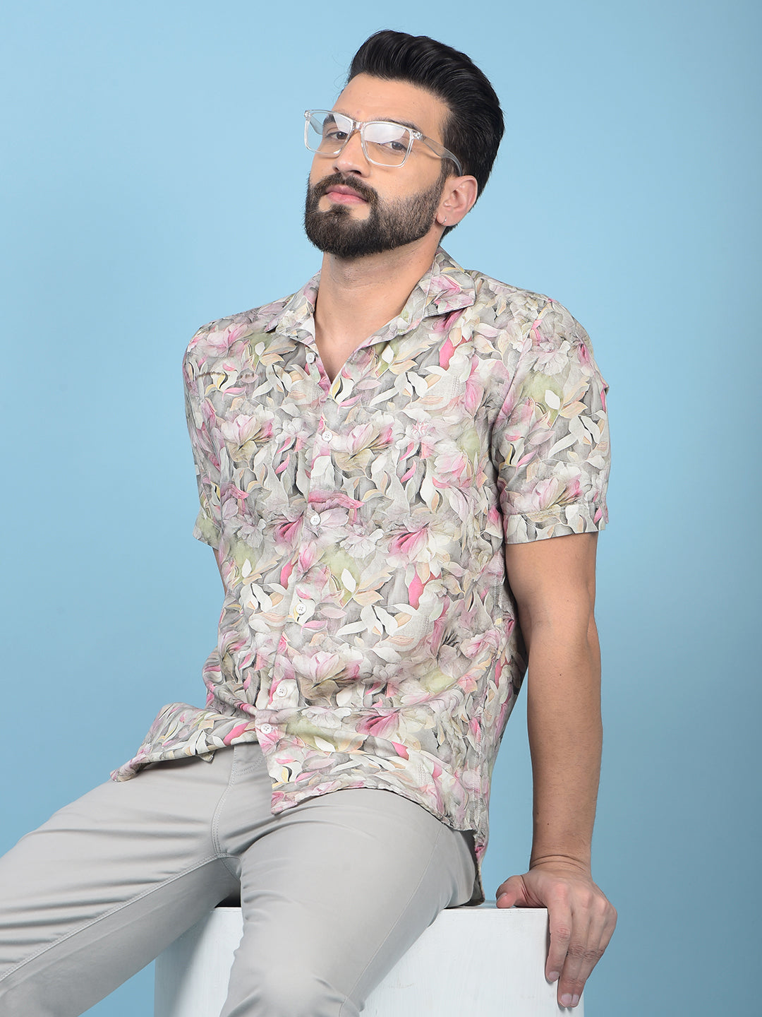 Multi-Color Floral Print 100% Cotton Shirt-Men Shirts-Crimsoune Club