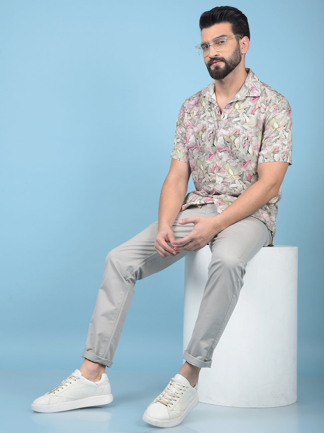 Multi-Color Floral Print 100% Cotton Shirt-Men Shirts-Crimsoune Club