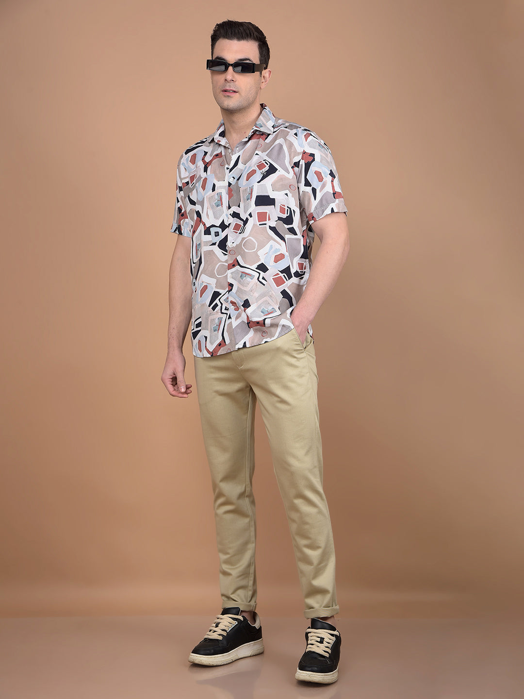 Multi-Color Abstract Print Shirt-Men Shirts-Crimsoune Club