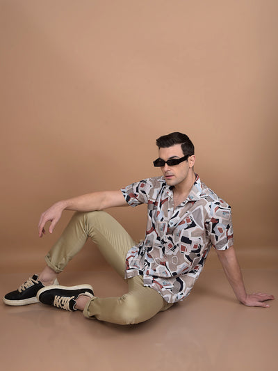 Multi-Color Abstract Print Shirt-Men Shirts-Crimsoune Club