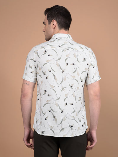 Green Floral Print 100% Cotton Shirt-Men Shirts-Crimsoune Club