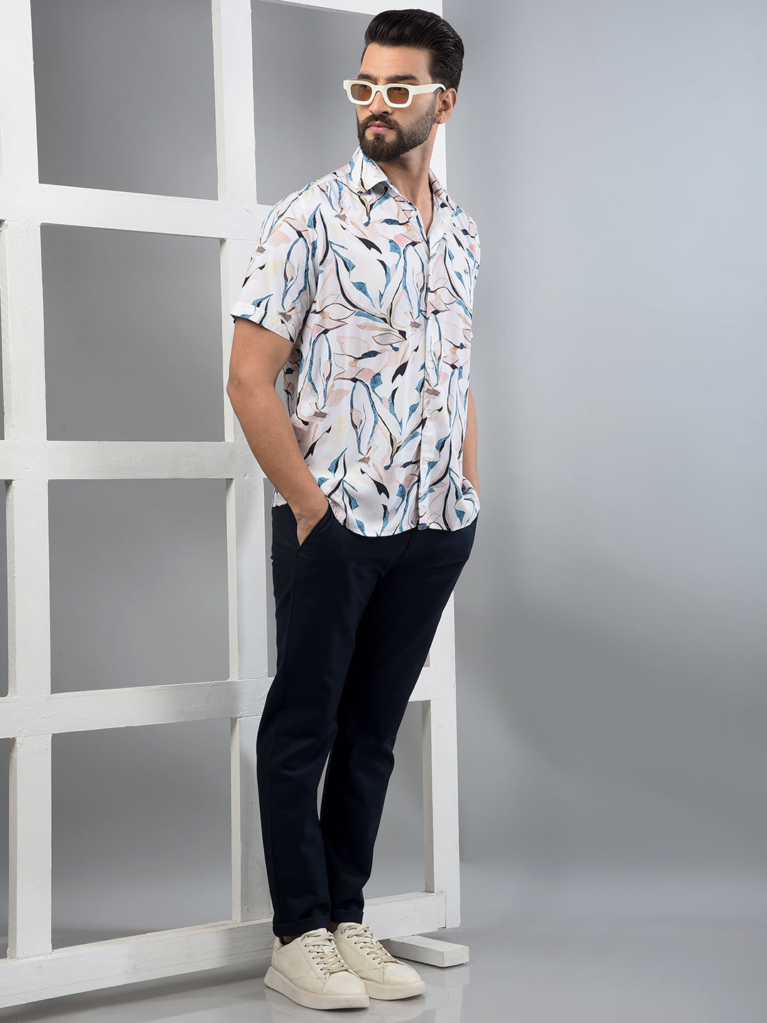 Multi-Color Floral Print Shirt-Men Shirts-Crimsoune Club
