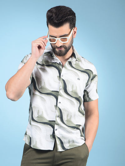 Green Printed 100% Cotton Shirt-Men Shirts-Crimsoune Club