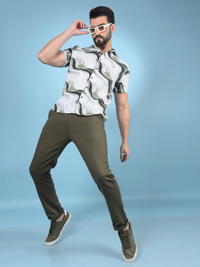 Green Printed 100% Cotton Shirt-Men Shirts-Crimsoune Club