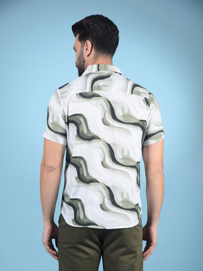 Green Printed 100% Cotton Shirt-Men Shirts-Crimsoune Club