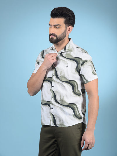 Green Printed 100% Cotton Shirt-Men Shirts-Crimsoune Club