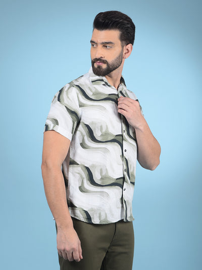 Green Printed 100% Cotton Shirt-Men Shirts-Crimsoune Club