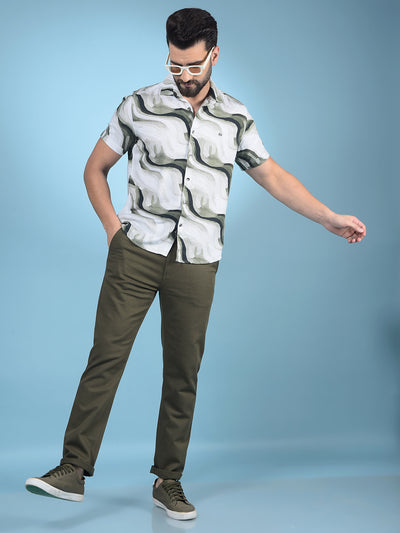 Green Printed 100% Cotton Shirt-Men Shirts-Crimsoune Club