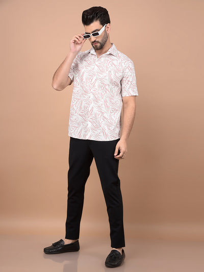 Peach Abstract Print Shirt-Men Shirts-Crimsoune Club