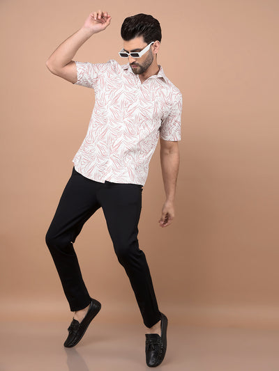 Peach Abstract Print Shirt-Men Shirts-Crimsoune Club