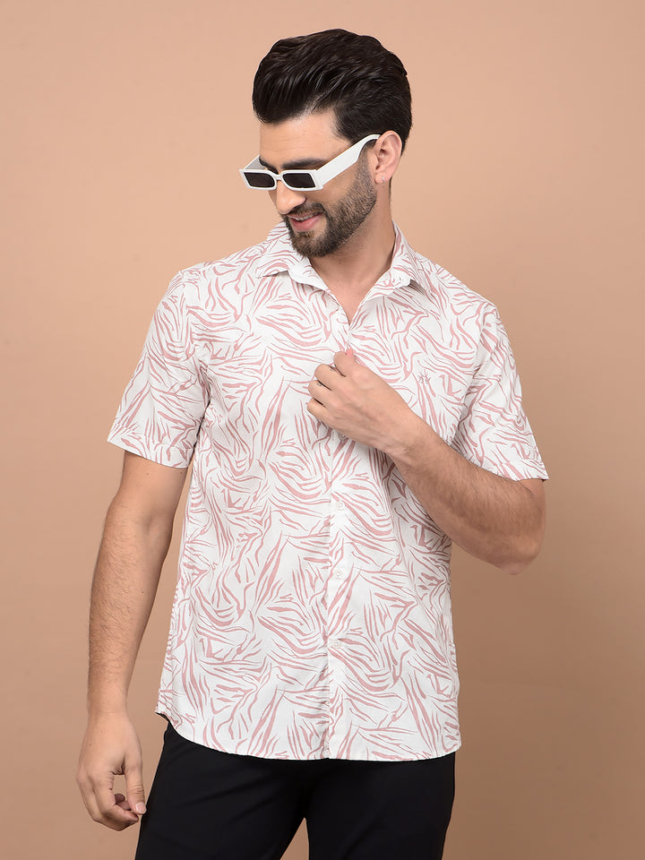 Peach Abstract Print Shirt-Men Shirts-Crimsoune Club