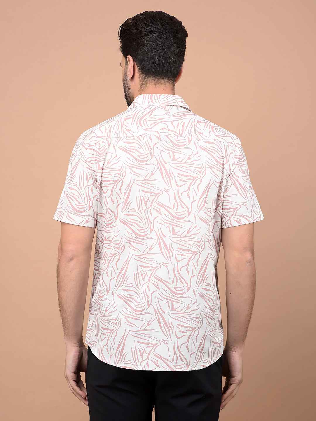 Peach Abstract Print Shirt-Men Shirts-Crimsoune Club