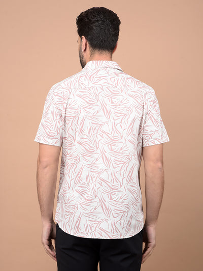 Peach Abstract Print Shirt-Men Shirts-Crimsoune Club