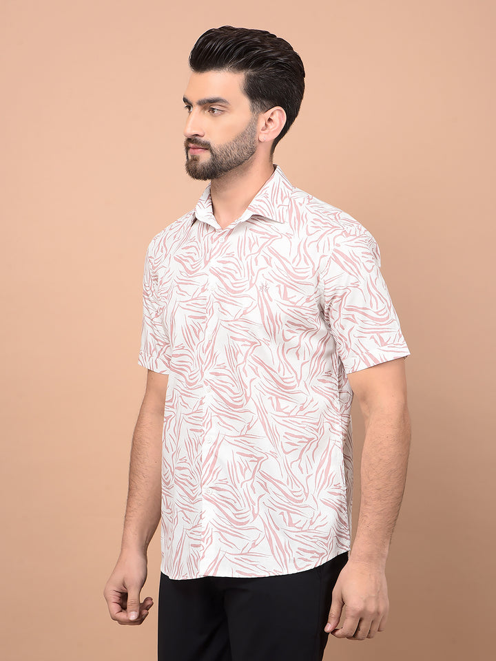 Peach Abstract Print Shirt-Men Shirts-Crimsoune Club