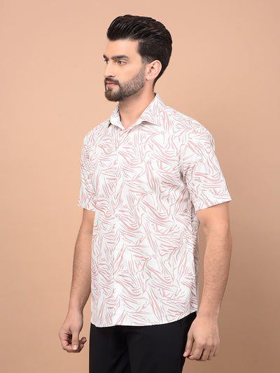 Peach Abstract Print Shirt-Men Shirts-Crimsoune Club