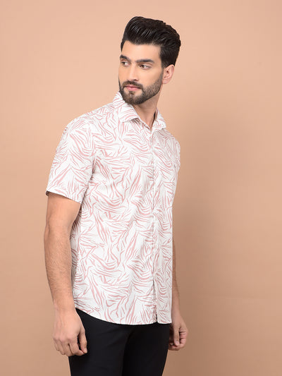 Peach Abstract Print Shirt-Men Shirts-Crimsoune Club