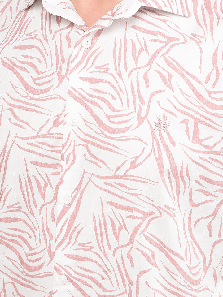 Peach Abstract Print Shirt-Men Shirts-Crimsoune Club