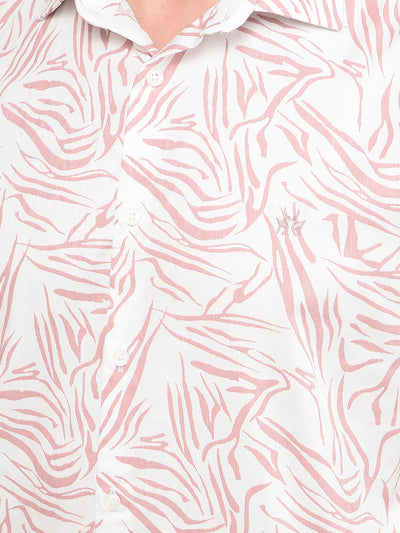 Peach Abstract Print Shirt-Men Shirts-Crimsoune Club