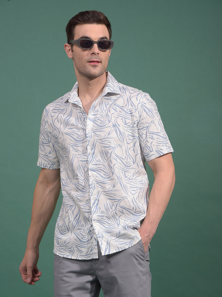 Blue Printed Shirt-Men Shirts-Crimsoune Club