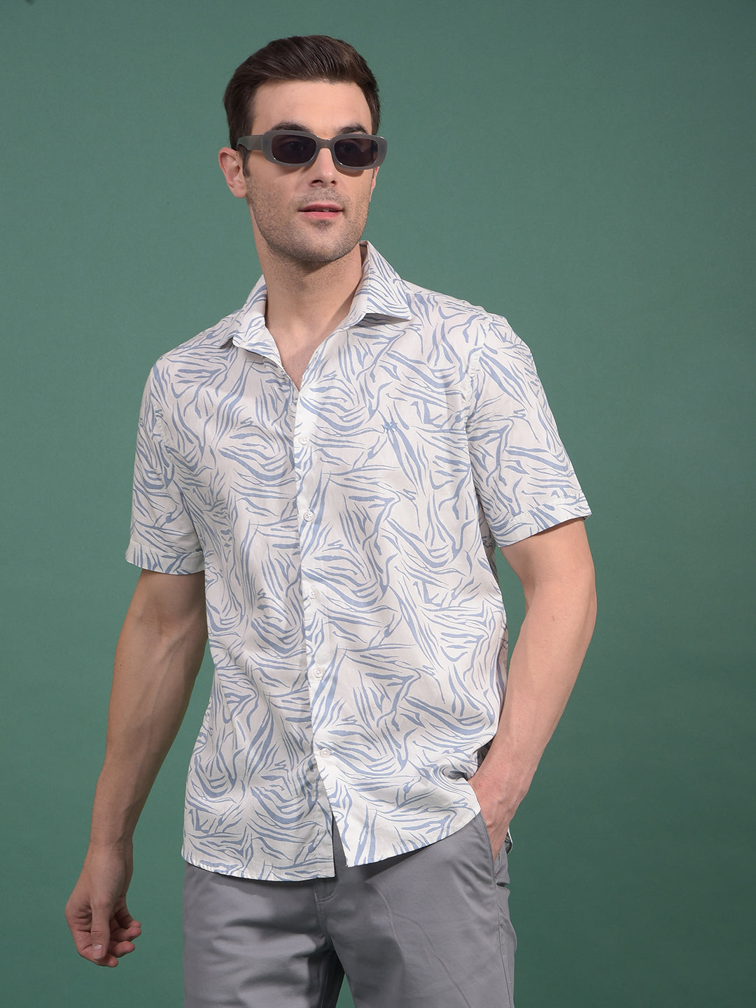 Blue Printed Shirt-Men Shirts-Crimsoune Club