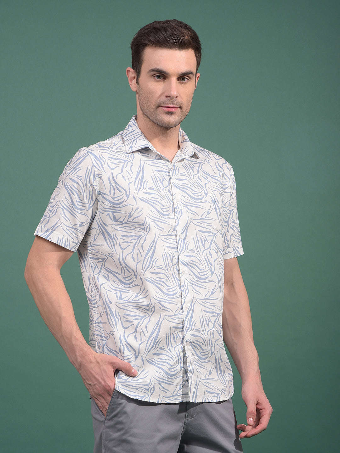 Blue Printed Shirt-Men Shirts-Crimsoune Club