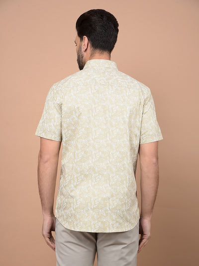 Olive Floral Print Shirt-Men Shirts-Crimsoune Club