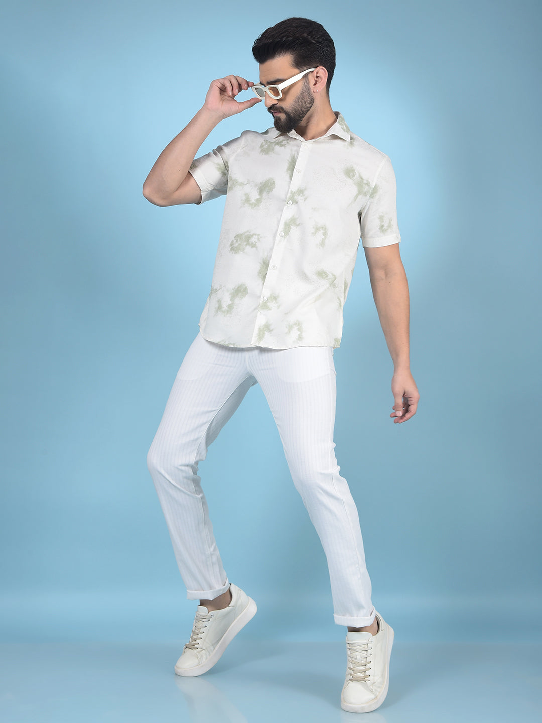 Green Printed Shirt-Men Shirts-Crimsoune Club