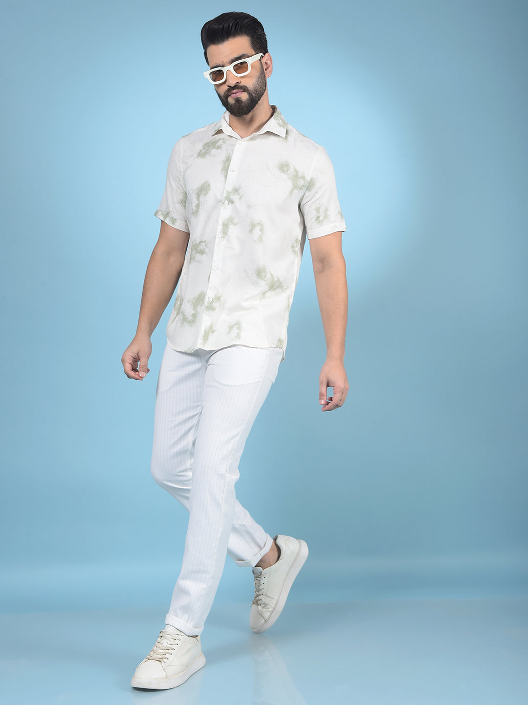 Green Printed Shirt-Men Shirts-Crimsoune Club