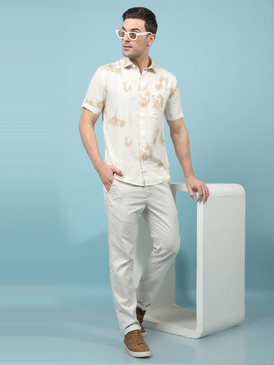 Beige Printed Shirt-Men Shirts-Crimsoune Club