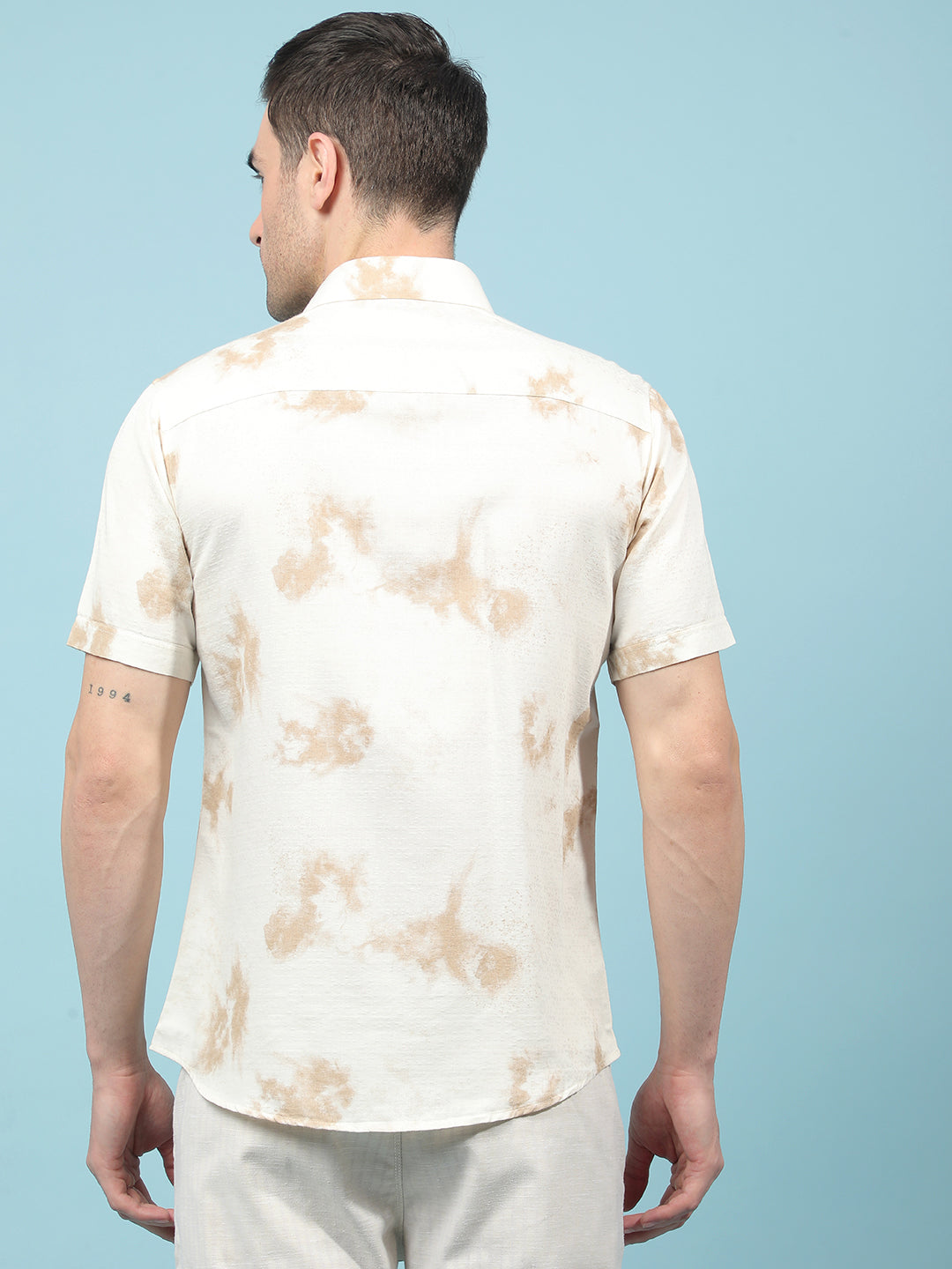 Beige Printed Shirt-Men Shirts-Crimsoune Club