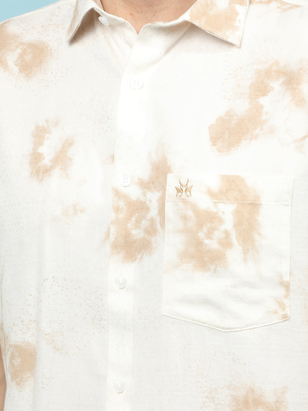 Beige Printed Shirt-Men Shirts-Crimsoune Club