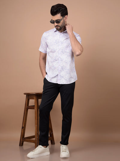 Purple Floral Print Shirt-Men Shirts-Crimsoune Club
