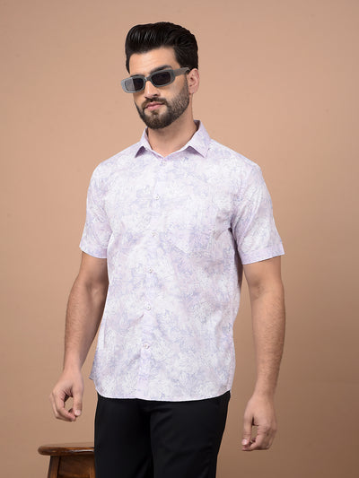 Purple Floral Print Shirt-Men Shirts-Crimsoune Club