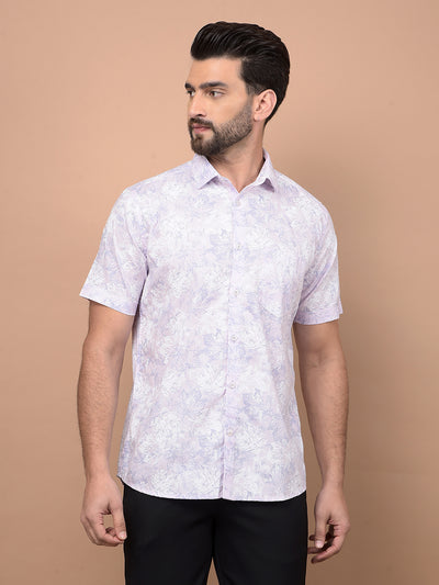 Purple Floral Print Shirt-Men Shirts-Crimsoune Club