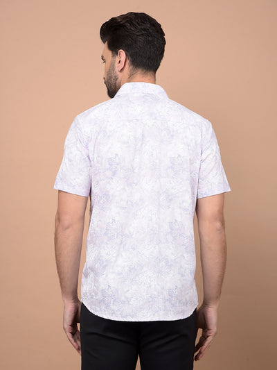 Purple Floral Print Shirt-Men Shirts-Crimsoune Club