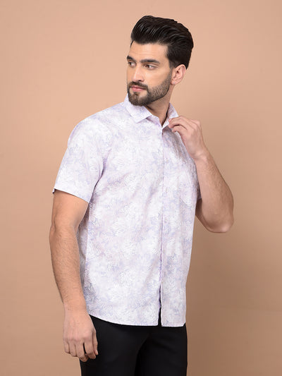 Purple Floral Print Shirt-Men Shirts-Crimsoune Club