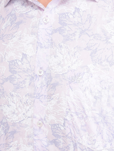 Purple Floral Print Shirt-Men Shirts-Crimsoune Club