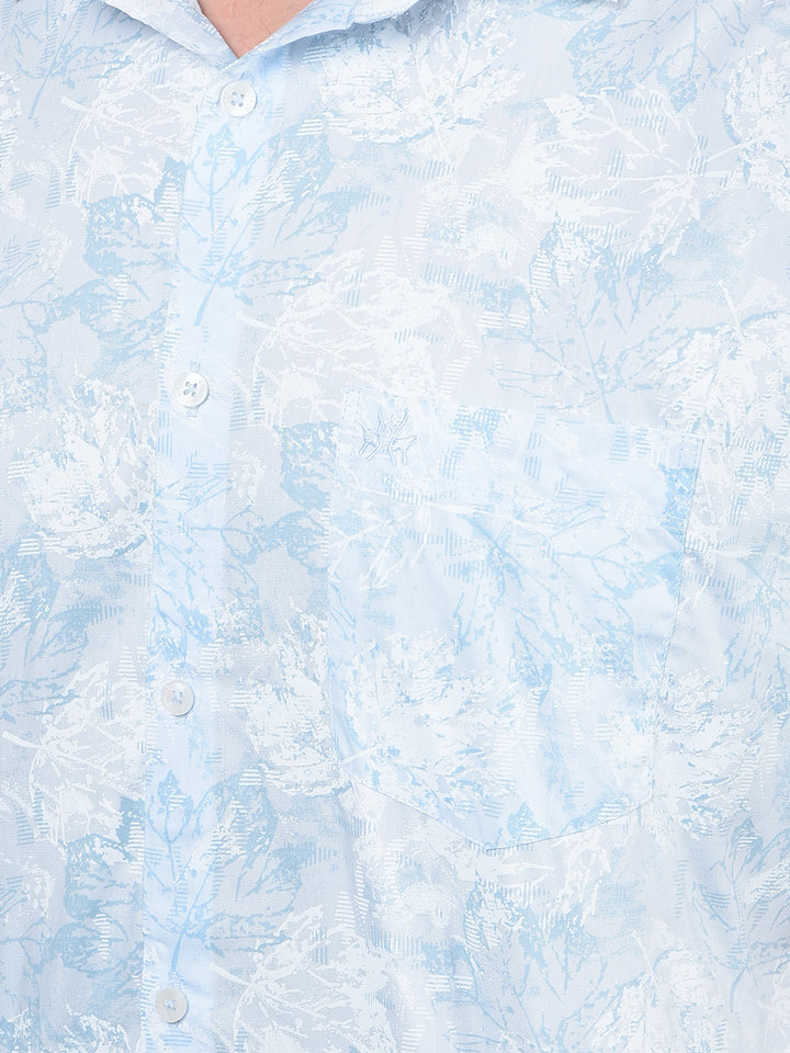 Blue Floral Print Shirt-Men Shirts-Crimsoune Club