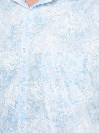 Blue Floral Print Shirt-Men Shirts-Crimsoune Club