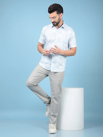 Blue Floral Print Shirt-Men Shirts-Crimsoune Club