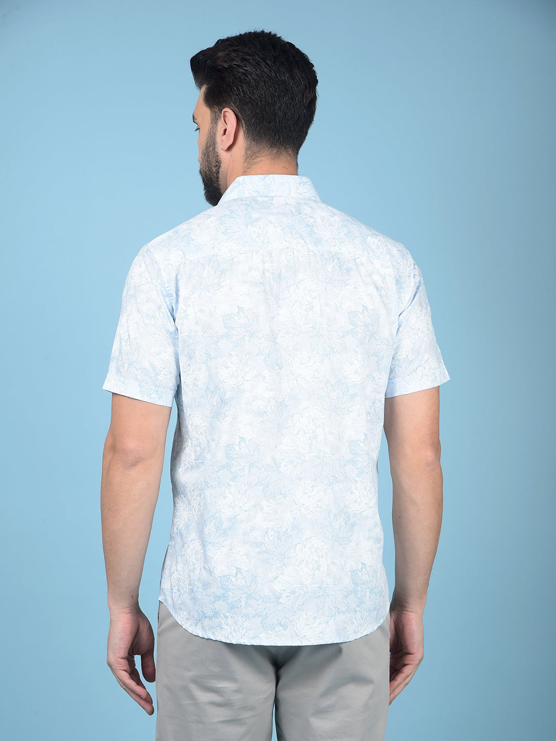 Blue Floral Print Shirt-Men Shirts-Crimsoune Club
