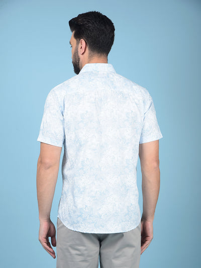 Blue Floral Print Shirt-Men Shirts-Crimsoune Club