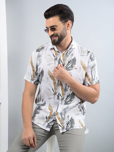 Multi-Color Floral Print Linen Shirt-Men Shirts-Crimsoune Club