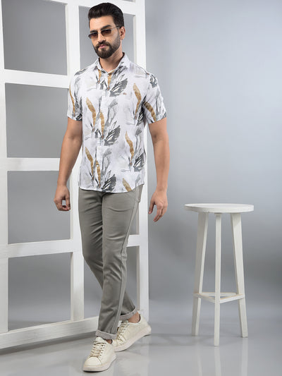 Multi-Color Floral Print Linen Shirt-Men Shirts-Crimsoune Club