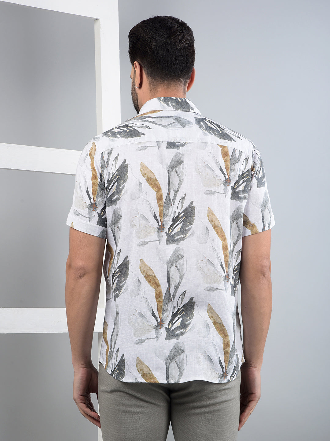 Multi-Color Floral Print Linen Shirt-Men Shirts-Crimsoune Club