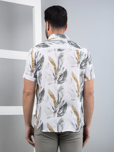 Multi-Color Floral Print Linen Shirt-Men Shirts-Crimsoune Club