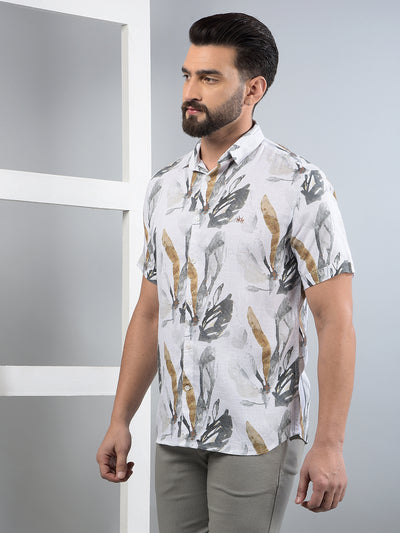 Multi-Color Floral Print Linen Shirt-Men Shirts-Crimsoune Club