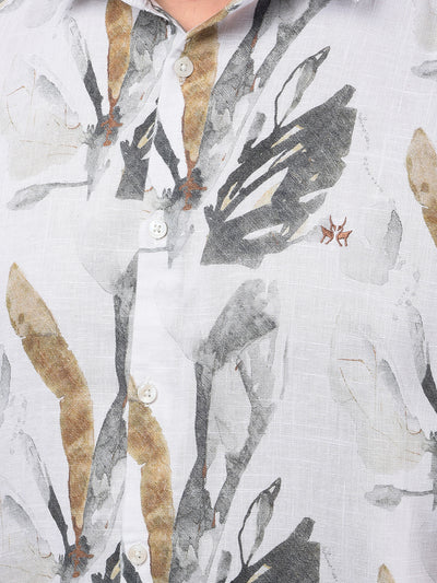 Multi-Color Floral Print Linen Shirt-Men Shirts-Crimsoune Club